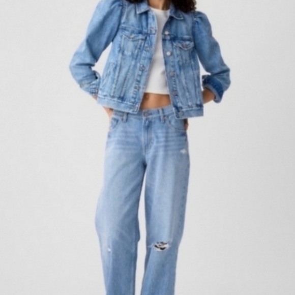 NWOT Gap Puff Sleeve Icon Denim Jacket Size XL - Picture 4 of 5